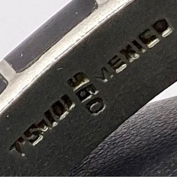 Signed, Taxco Vintage Onyx 950 Sterling Silver Heavy Link Bracelet - Picture 4 of 5